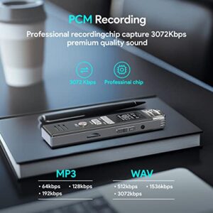 48GB Digital Voice Recorder, HoTiyan Digital Recorder with Playback, Voice Activated Recorder Portable Audio Recording Device with microSD Expansion, Tape Recorder with Password for Meeting/Lectures