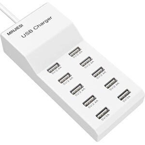 usb charging stations 50w10a 10 ports multiple charging block/power usb strip for iphone android smartphone tablet smart watch airpods samsung and multiple charger plug