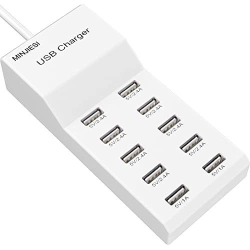 USB Charging Stations 50w10A 10 Ports Multiple Charging Block/Power USB Strip for iPhone Android Smartphone Tablet Smart Watch AirPods Samsung and Multiple Charger Plug