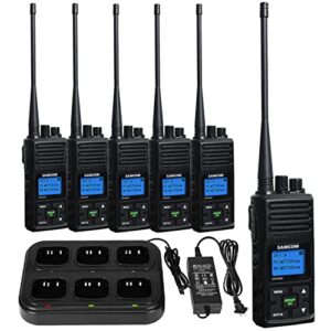 samcom 2 way radio rechargeable 5w long range two way rasio for adults 1500mah programmable walkie talkie heavy duty with 6 way multi-unit charger gang