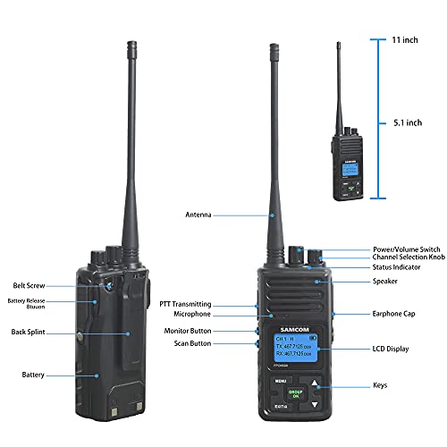 Samcom 2 Way Radio Rechargeable 5w Long Range Two Way Rasio for Adults 1500mAh Programmable Walkie Talkie Heavy Duty with 6 Way Multi-Unit Charger Gang