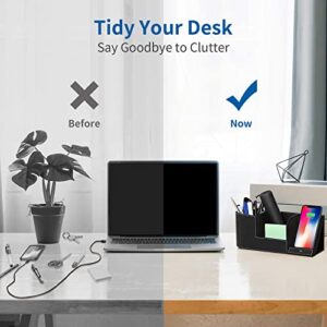 OUTXE Wireless Charger Desk Stand Organizer Wireless Charging Station for iPhone 14/13/13 Pro Max/13 Pro/12 Series/11/XS Max/XR/X/8Plus/, Desk Storage Caddy Pen Holder Gifts for Dad-Black