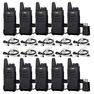 tidradio td-m8 2 way radio walkie talkies rechargeable vox license-free two way radio with earpiece walkie talkies for adults school church restaurant business office (10 pack)