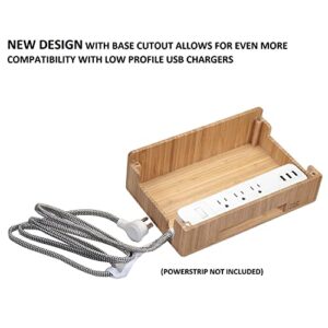 MobileVision Bamboo Charging Station & Multi Device Organizer Slim Version for Smartphones, Tablets, and Laptops