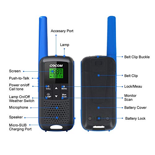 GOCOM G600 Family Radio servie (FRS) Walkie Talkies for Adults, Long Range Two Way Radios Rechargeable, Frequency Range:462.55-462.725MHz,467.5625-467.7125MHz UHF