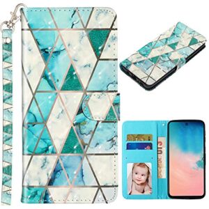 xyx wallet case for ipod touch 7th/6th/5th generation, colorful painted pattern pu leather flip case kickstand with wrist strap, marble