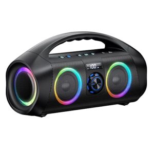 bluetooth speaker, 60w(80w peak) booming bass with subwoofer, ipx7 waterproof, beat-driven lights, power bank, gifts for men dad, dazzling boom wireless portable loud speakers for outdoor/party/beach