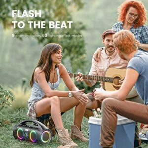 Bluetooth Speaker, 60W(80W Peak) Booming Bass with Subwoofer, IPX7 Waterproof, Beat-Driven Lights, Power Bank, Gifts for Men Dad, Dazzling Boom Wireless Portable Loud Speakers for Outdoor/Party/Beach