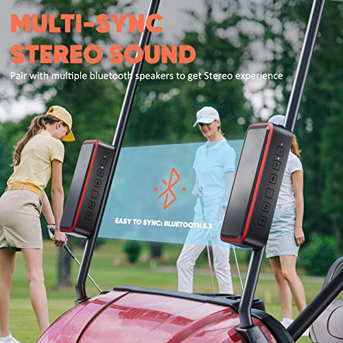 CHIFENCHY Portable Golf Speaker with Bass,Magnetic Golf Cart Bluetooth Speaker,IPX7 Waterproof,Multi-Sync Stereo,30W,24H Playtime,Golf Accessories for Men,Wireless Speaker with Mount,Golf Gifts