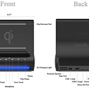 Azpen Dockall D100 - Qi Wireless Charger, Bluetooth Premium Speakers, Docking Station with Built in Mic Handsfree call, 3 in 1 Station for iPhone and Samsung phone