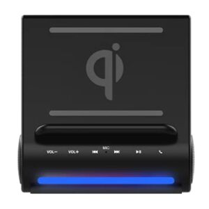 Azpen Dockall D100 - Qi Wireless Charger, Bluetooth Premium Speakers, Docking Station with Built in Mic Handsfree call, 3 in 1 Station for iPhone and Samsung phone