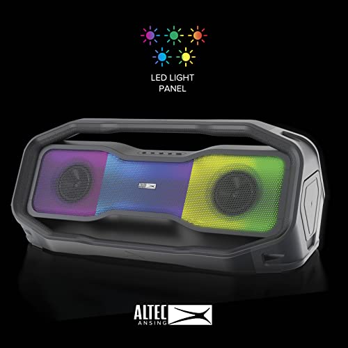 Altec Lansing Rockbox XL 2.0 Portable Bluetooth Wireless Speakers with Led Lights, IP67 Waterproof and Durable for Outdoor, 20 Hours Battery with App Control