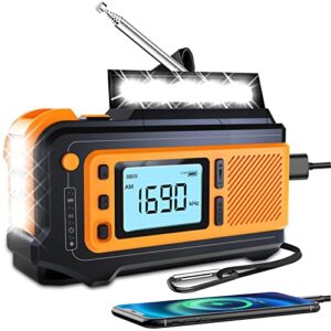 5000mAh Emergency Weather Solar Radio: Missonchoo Hand Crank AM/FM/NOAA Alert Radio 4 Ways Powered with Flashlight | Cellphone Charger | SOS Alarm for Survival Camping Home Outdoor