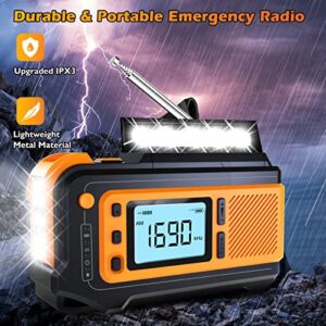 5000mAh Emergency Weather Solar Radio: Missonchoo Hand Crank AM/FM/NOAA Alert Radio 4 Ways Powered with Flashlight | Cellphone Charger | SOS Alarm for Survival Camping Home Outdoor