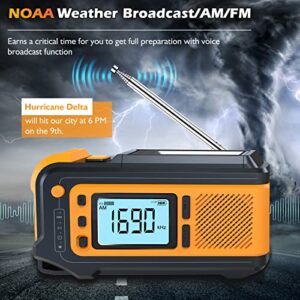 5000mAh Emergency Weather Solar Radio: Missonchoo Hand Crank AM/FM/NOAA Alert Radio 4 Ways Powered with Flashlight | Cellphone Charger | SOS Alarm for Survival Camping Home Outdoor