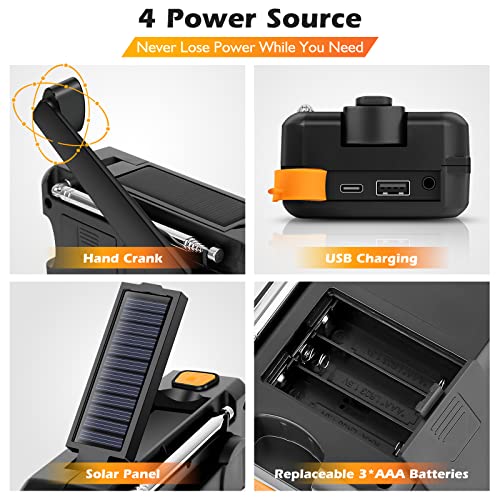 5000mAh Emergency Weather Solar Radio: Missonchoo Hand Crank AM/FM/NOAA Alert Radio 4 Ways Powered with Flashlight | Cellphone Charger | SOS Alarm for Survival Camping Home Outdoor