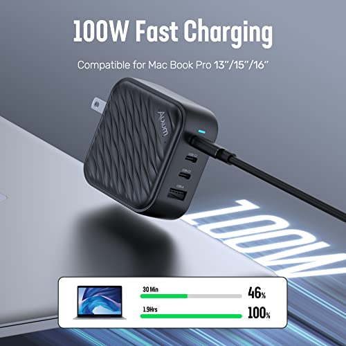 100W USB C Charger - Fast Charging Block GaN PD 3.0 USB Wall Charger Multiport Power Adapter: 4 Ports USB C Laptop Cell Phone Charging Station for MacBook Pro iPhone 14/13/12 Pro Max iPad Samsung