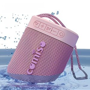 comiso ipx7 waterproof bluetooth speakers, portable wireless speakers with rich bass hd sound, small compact floating speaker with 20h playtime for beach, pool, shower, outdoor travel – rose gold