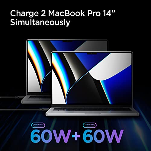 USB C Charger, Spigen 120W [GaN III] 4-Port USB C Charging Station, 100W via USB-C PD Type C Fast Charging Hub for MacBook iPad M2 M1 Pro Air iPhone Galaxy HP Dell XPS ASUS Chromebook USB-C Laptop