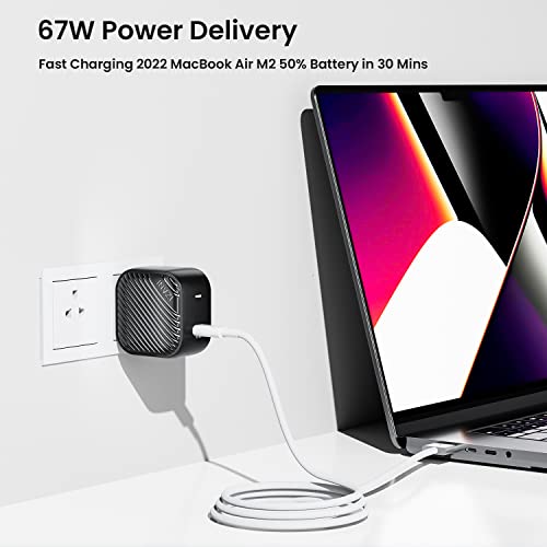 INVZI USB C Charger 67W, GaN III PPS Mini Fast Foldable Power Adapter with USB-C Cable for MacBook Pro/Air M2/M1, Galaxy S22/S21, Dell XPS, HP, iPhone 13/Pro/Mini, iPad Pro, Steam Deck, Laptops