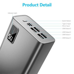 VINCOSY Power Bank 50000mAh, Mobile Phone Portable Charger 2 Input 4 USB Output 2.1A Fast Charging Large Powerbank, External Battery Pack for iPhone, Samsung, Smartphones, Tablets Etc