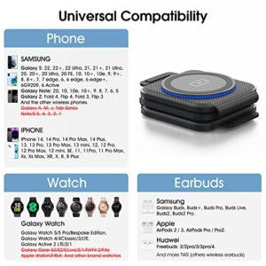 Multi Charger for Samsung, HOLYJOY Fast Wireless Charging Pad Compatible with Galaxy Watch 5 Pro/4/3/Active 2/1, Portable Station for Z Flip 4/S23/S22 (+/Ultra)/S21/S20/Note20, Buds 2 Pro/Pro (Black)