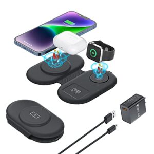 wireless charger 3 in 1, foldable magnetic wireless charging station travel charging pad, compatible with iphone 14 13 12 11 pro/max/xr/x, for apple watch/iwatch ultra/8/7/6/se/5/4, airpods 3/pro/2