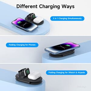 Wireless Charger 3 in 1, Foldable Magnetic Wireless Charging Station Travel Charging Pad, Compatible with iPhone 14 13 12 11 Pro/Max/XR/X, for Apple Watch/iWatch Ultra/8/7/6/SE/5/4, Airpods 3/Pro/2