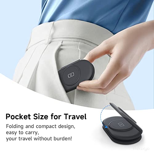 Wireless Charger 3 in 1, Foldable Magnetic Wireless Charging Station Travel Charging Pad, Compatible with iPhone 14 13 12 11 Pro/Max/XR/X, for Apple Watch/iWatch Ultra/8/7/6/SE/5/4, Airpods 3/Pro/2