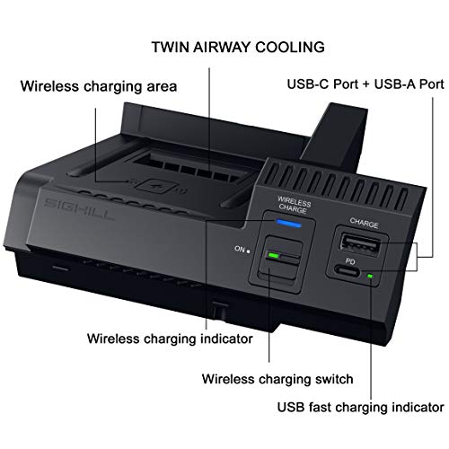 SIGHILL Wireless Car Charger Compatible with Mercedes Benz Accessories for (2015-2022) C-Class/C-classAMG GLC/GLC AMG Qi 15W MAX, 2-Port Type（Dock C63）
