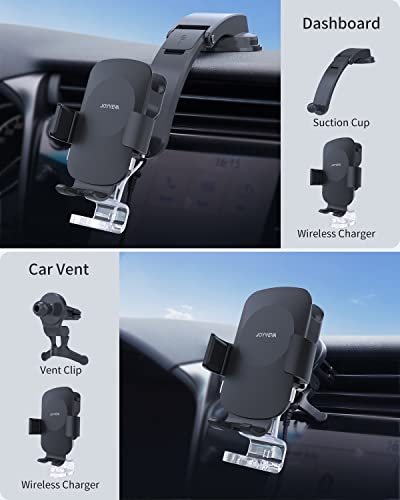 JOYVEVA 3 in 1 Wireless Car Charger for iPhone/Apple Watch/AirPods, Auto-Clamping Car Charging Mount, Car Phone Holder Charger for iPhone14/13/12/11/X/8, Apple Watch 8/7/6/5/4/3/2/SE, AirPods Pro 2/2