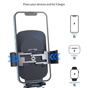 JOYVEVA 3 in 1 Wireless Car Charger for iPhone/Apple Watch/AirPods, Auto-Clamping Car Charging Mount, Car Phone Holder Charger for iPhone14/13/12/11/X/8, Apple Watch 8/7/6/5/4/3/2/SE, AirPods Pro 2/2