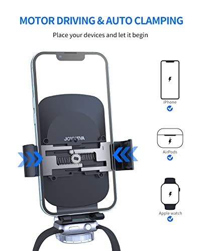 JOYVEVA 3 in 1 Wireless Car Charger for iPhone/Apple Watch/AirPods, Auto-Clamping Car Charging Mount, Car Phone Holder Charger for iPhone14/13/12/11/X/8, Apple Watch 8/7/6/5/4/3/2/SE, AirPods Pro 2/2