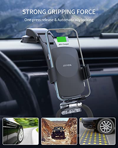 JOYVEVA 3 in 1 Wireless Car Charger for iPhone/Apple Watch/AirPods, Auto-Clamping Car Charging Mount, Car Phone Holder Charger for iPhone14/13/12/11/X/8, Apple Watch 8/7/6/5/4/3/2/SE, AirPods Pro 2/2