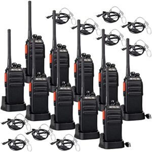 retevis h-777s walkie talkies for adults, 2 way radio long range, walkie talkies with earpiece and mic set,usb charging base,rugged walkie talkie rechargeable for school security church (10 pack)