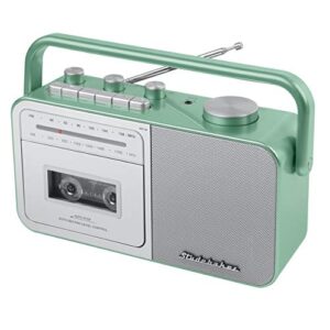 studebaker sb2130ts portable cassette player/recorder with am/fm radio (teal/silver)