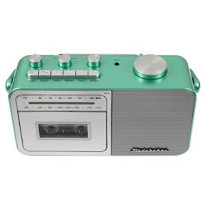 Studebaker SB2130TS Portable Cassette Player/Recorder with AM/FM Radio (Teal/Silver)