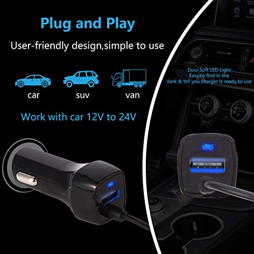 2Pack 2.4A Fast Charging USB C Car Charger Adapter with 3ft Type C Coiled Cable for Samsung Galaxy S20 FE S20 Plus Ultra S10 Lite S10e S9 S8+ A01 A10E A11 A20 A21 A30S A50 A51 5G A71, LG Stylo 6 5 4