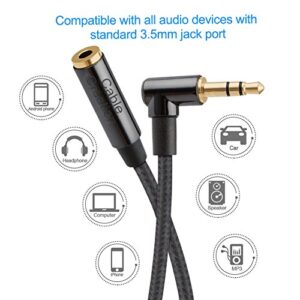 CableCreation 3.5mm Headphone Extension Cable, Right Angle 3.5mm Male to Female Audio Stereo Cable with Silver-Plating Copper Compatible with iPhones,Tablets,Beats, PS4 Headset, Black/1.5FT