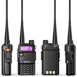 Baofeng UV-5R Ham Radio Handheld Rechargeable Two Way Radios Long Range Portable Radio with Extra AR-771 Antenna Speaker Microphone Programming Cable，2pack