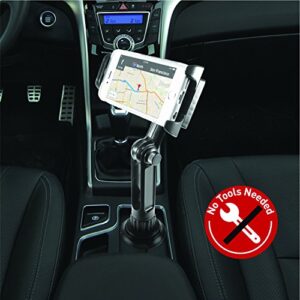 Macally Cup Holder Tablet Mount - Heavy Duty iPad Cup Holder Car Mount Stand or Tablet Holder for Car, Truck, and Vehicle - Fits Devices 3.5" - 8” Wide with Case - Adjustable iPad Holder for Car