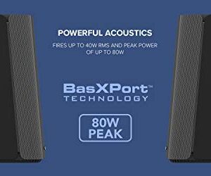 Creative T100 2.0 Compact Hi-Fi Speakers, up to 80W Peak Power with Bluetooth 5.0, Optical-in, AUX-in, Wide Soundstage and Audio Clarity with Bass Control for Computers and Laptops (Black)