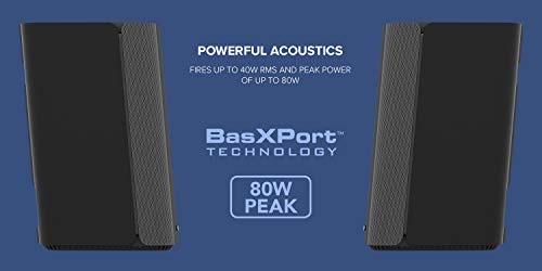 Creative T100 2.0 Compact Hi-Fi Speakers, up to 80W Peak Power with Bluetooth 5.0, Optical-in, AUX-in, Wide Soundstage and Audio Clarity with Bass Control for Computers and Laptops (Black)