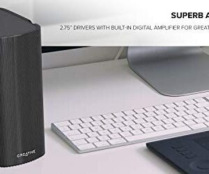 Creative T100 2.0 Compact Hi-Fi Speakers, up to 80W Peak Power with Bluetooth 5.0, Optical-in, AUX-in, Wide Soundstage and Audio Clarity with Bass Control for Computers and Laptops (Black)