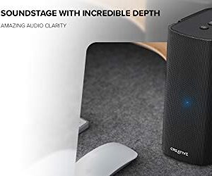 Creative T100 2.0 Compact Hi-Fi Speakers, up to 80W Peak Power with Bluetooth 5.0, Optical-in, AUX-in, Wide Soundstage and Audio Clarity with Bass Control for Computers and Laptops (Black)