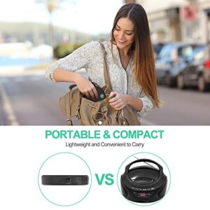 Rechargeable Portable CD Player with Bluetooth,ZUNKOM Compact Anti-Skip Walkman CD Player with Headphones &Dual Stereo Speakers for Home/Travel,Support CD MP3 USB AUX Input,2000mAh (Black)