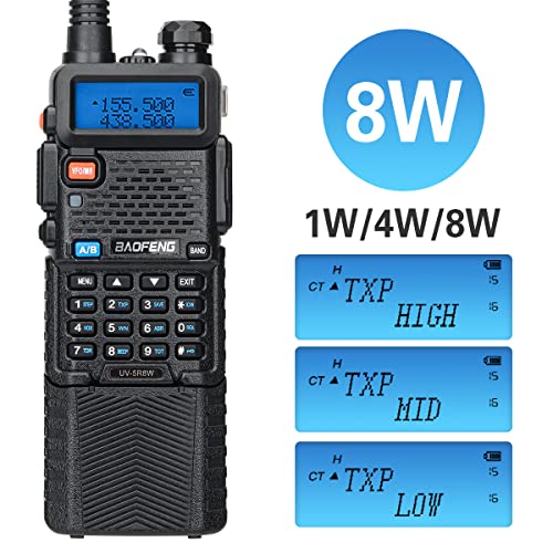 BaoFeng Radio UV-5R 8W Handheld Two Way Radio VHF/UHF Ham Radios Portable Walkie Talkie with Extra AR-771 High Gain Antenna and 1800mAh&3800mAh Extended Battery and Headsets (2Pack)