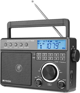 retekess tr629 portable shortwave radios, digital radio am fm plug in with dsp, support backlight lcd display, digital tuning and preset, usb, micro sd, clock, recorder