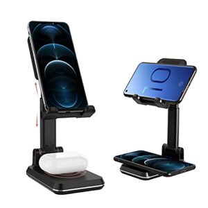 kertxin 2 in 1 wireless charger,dual wireless charging dock phone desk stand holder angle height adjustable for iphone 14/14plus/13/13 pro/12/12 pro/11 pro/xs/xr,airpods,samsung s21/s20/s10