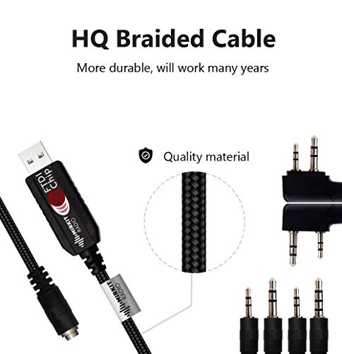 MIRKIT FTDI USB Baofeng Programming Cable Model 5 for Flashing Ham Radios: Baofeng Radio, Wouxun, Kenwood, Motorola, Yaesu 6 in 1